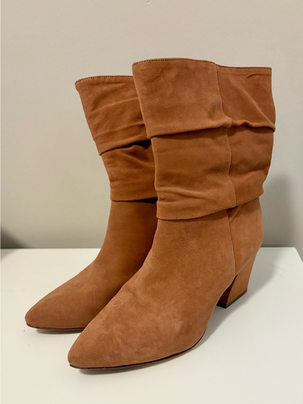 Brown/Tan Suede Mid-Calf Boots Botkier